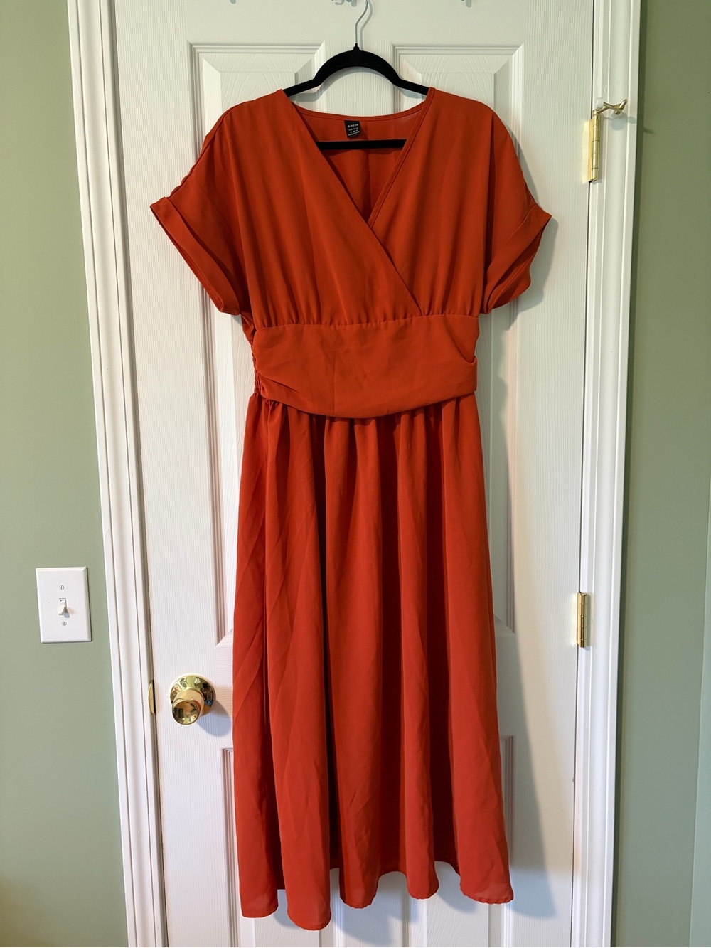 SHEIN Rust Orange Surplice Waist Maxi Dress
